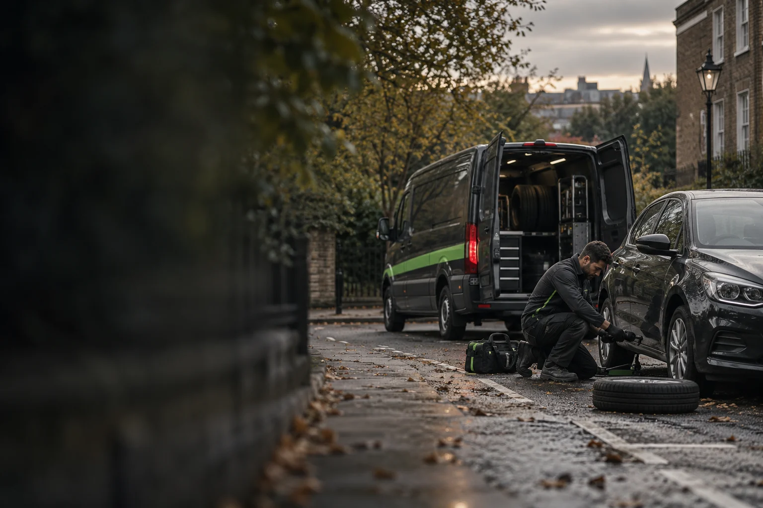 Roadside assistance on a London street